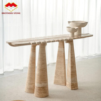 Table console moderne personnalisée avec plateau en travertin pour chambre et couloir, table d'appoint pour maison, villa, hôtel