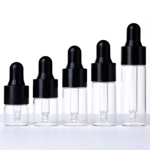 1mL 2ml 3ml 5ml Impreso personalizado Mini Muestras de vidrio vacías Pipeta Cosméticos Embalaje Botella cuentagotas de vidrio