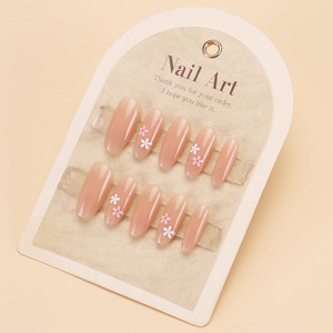 Gradiente de ojo de gato de gama alta portátil hecho a mano nuevo deseo puro pequeñas puntas de uñas falsas florales desmontables - Product Image 4