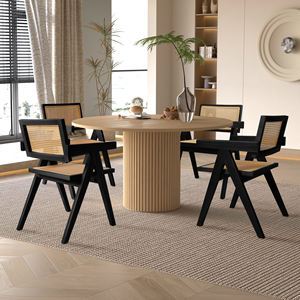 Kursi Makan Kayu Walnut Asli KirKasa dengan Desain <span class=keywords><strong>Modern</strong></span> Rotan Hitam untuk Rumah, Kantor, dan Ruang Makan Produk Terbaru - Product Image 1