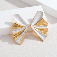Angin Lembut, Warna Kontras Putih Keemasan, Tekstur Berbentuk Kipas Tiga Dimensi, Anting Daun Ginkgo, Anting Mewah Ringan