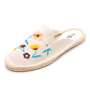 <span class=keywords><strong>Espadrilles</strong></span> ouvertes en jute brodée de fleurs pour femme, chaussures décontractées à enfiler, semelle confortable, 1 paire - Product Image 4