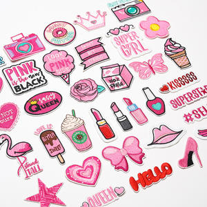 Большая коллекция вышитая Железная на розовой короне камера для губ молочный напиток цветок Фламинго патч для одежды шляпная сумка Украшение - Product Image 1