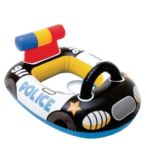 Siège de bain gonflable pour bébé en forme de voiture de <span class=keywords><strong>police</strong></span> en PVC épaissi, flotteur d'eau, bateau de natation gonflable en plastique durable pour tout-petits, anneau de natation - Product Image 1