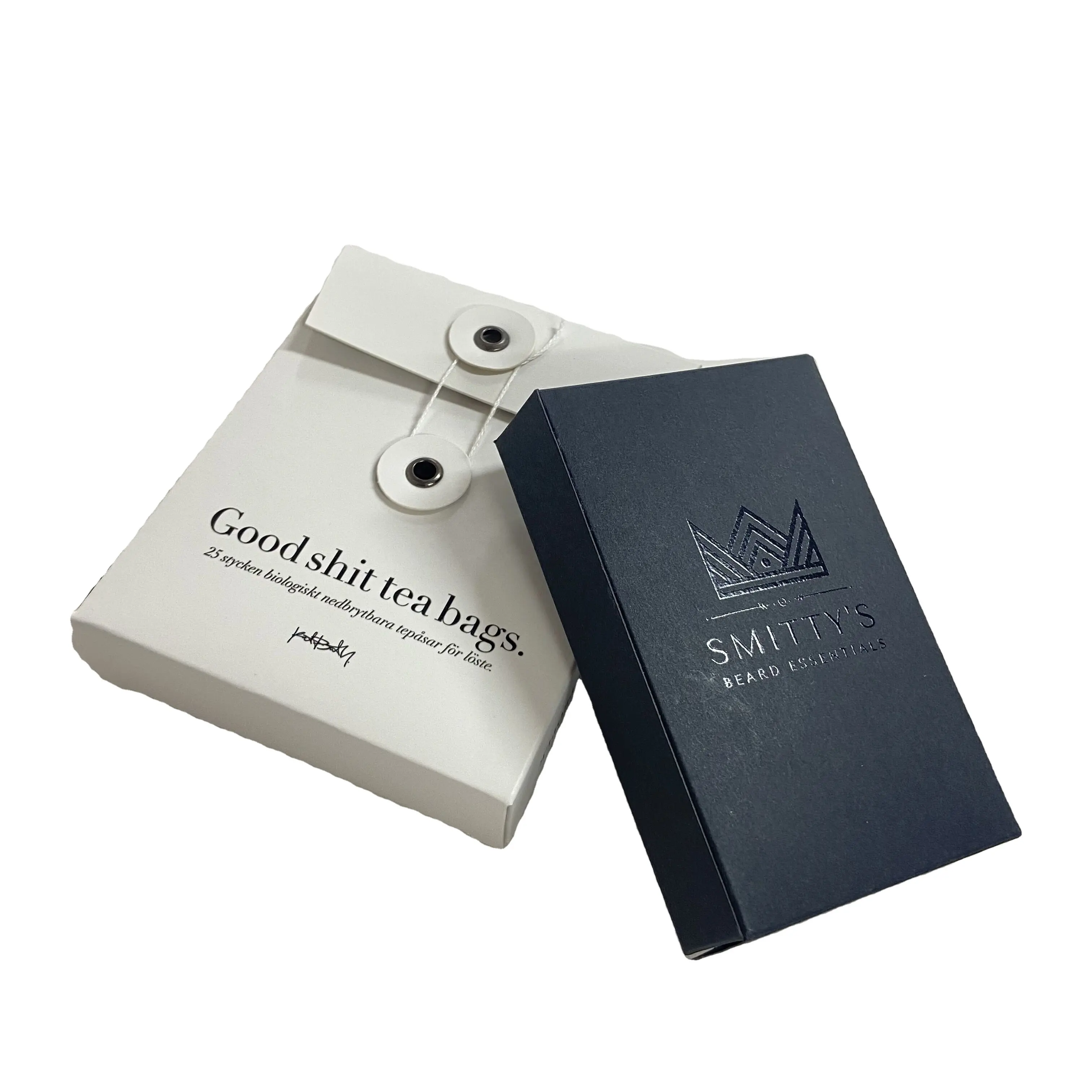 Роскошный материал для черной карты и белый дизайн конверт чайный пакетик упаковочная бумажная коробка для конвертов с веревкой