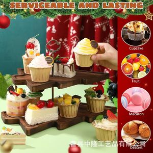 Cross-border wooden <b>Christmas</b> tray, party cake tray, <b>Christmas</b> <b>tree</b> tray, double-layer dessert <b>table</b> shelf - Product Image 4