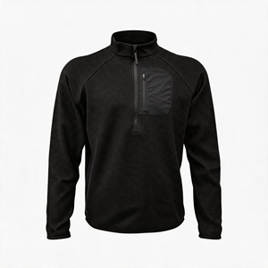 Camiseta de Manga Larga Personalizada de Fábrica para Hombre, Cierre de Cremallera, Tejido de Panal de Abeja, Poliéster/Nailon Elástico, Transpirable, de Secado Rápido, Cintura Elástica - Product Image 1
