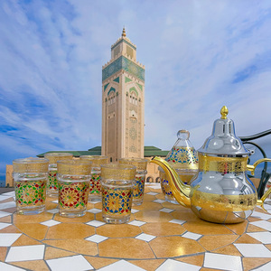 Verres à thé marocains portables en <span class=keywords><strong>verre</strong></span> sodocalcique, lot de 6/12, haute valeur esthétique, style Moyen-Orient arabe, avec emballage en boîte colorée - Product Image 4