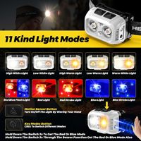 Lampu depan LED Mini, lampu depan Sensor ultra-ringan USB dapat diisi ulang 10 mode tahan air dapat disesuaikan untuk darurat luar ruangan rumah