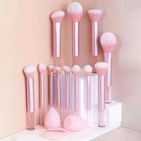 Ensemble de 15 pinceaux vegan de luxe, doux et haut de gamme, avec logo personnalisé, kit de maquillage pour le visage, les yeux et les lèvres, avec éponge et houppette, nouvelle arrivée