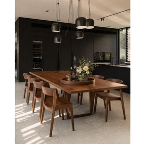 Chaise de salle à manger SINTERIOR PREMIUM en noyer onyx, dossier incurvé en bois massif, ergonomique, mobilier de cuisine moderne - Product Image 1