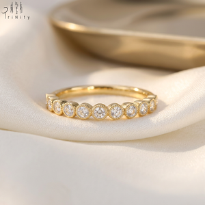 Bague de mariage tendance en or massif 18 carats avec diamants naturels véritables, empilable, couleurs mélangées, faite à la main, vente en gros populaire à l'exportation - Product Image 5