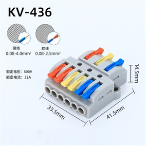 Snelkoppeling draadconnector met testgat, multi-pin 3 in 6 uit elektrische klemmenblok voor leveranciersklemmen - Product Image 5