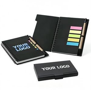 Promo Business Gift Custom Logo Coil Stationery Kraft Paper Notepad With <b>Sticky</b> <b>Notes</b> and Pen Notebooks Wholesale - Product Image 1