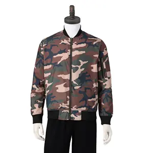 Waterdichte Jassen Camouflage Streetwear Letterman Varsity Rits Zachte Voering Standaard Windjack Vlucht Bomberjack Voor Heren