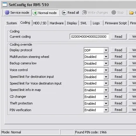 Setconfig 2.5.1 & 2.8.1 Software Voor Rns Identificeren Ondersteunt Rns510 Rns810 Rns850 Verandering Pin Code Wissen Het Nand Geheugen