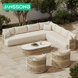 Set Divano Moderno a L in <span class=keywords><strong>Alluminio</strong></span>, Arredamento da <span class=keywords><strong>Esterno</strong></span> in Metallo, Divano da Giardino per Hotel, Set da Giardino per Villa e Resort, Mobili da Patio per Resort e Villa - Product Image 3