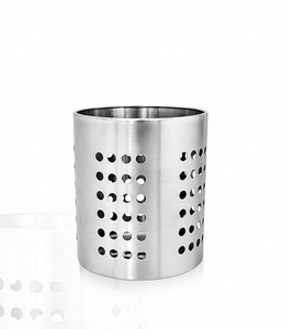 Stainless Steel Cylindrical <b>Utensil</b> <b>Holder</b> with Large Capacity Storage for <b>Kitchen</b> Tableware Organization - Product Image 2