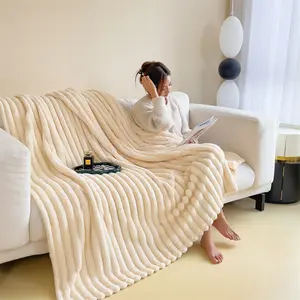 Короткое плюшевое одеяло из кроличьего меха однотонные коврики утолщенный ковер роскошный чехол для дивана коралловые фланелевые Бархатные Одеяла