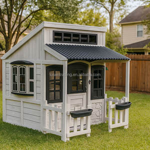 Casa de juegos infantil de madera blanca para exteriores, tipo cabaña, con forma de hongo, para niños, venta al por mayor - Product Image 6