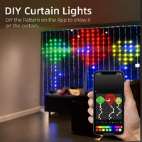 Rideau lumineux LED intelligent à pixels, alimentation USB, contrôle par application, motifs personnalisables pour la décoration intérieure, les fêtes, les chambres, les murs, les fenêtres et les magasins