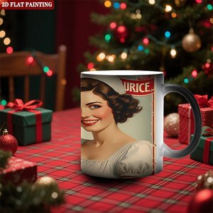Mug en céramique noir givré 11 oz, changeant de couleur à la chaleur, pour pique-nique en plein air - Product Image 2