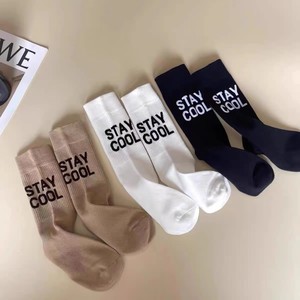 Women Mid Calf Socks Solid Color Breathable Sweat Absorbing Polyester Knee Socks Regular Casual Style - Product Image 5