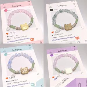 Trendy Colorful Sweet Fantasy Popcorn Cracked Beads <b>Bracelet</b> for Women Girls Cat Charm Pendant Hand <b>Beaded</b> <b>Bracelet</b> - Product Image 5