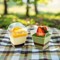 Vasos de postre de plástico de 6oz y 180ml con tapas, dulces, helado redondo, gelatina, dulces, taza para pastel