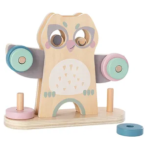 Juguetes de equilibrio de búho de madera para niños Aprendizaje temprano Escala de equilibrio para niños Juguete de matemáticas de entrenamiento de equilibrio