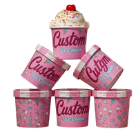 Coupe cône gaufré à la crème glacée jetable de 8oz personnalisée pour dessert, yaourt, gâteau au fromage bol de tasse de crème glacée