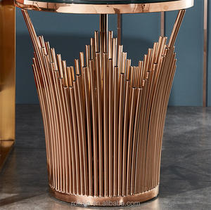 Vendite calde Set di tavoli in <span class=keywords><strong>oro</strong></span> rosa di lusso in <span class=keywords><strong>vetro</strong></span> nero rotondo <span class=keywords><strong>tavolino</strong></span> da caffè libro divano sedia ad angolo tavoli - Product Image 6