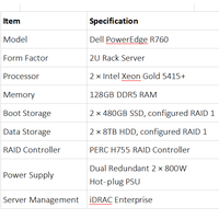 Serveur Poweredge R760xd neuf, processeur Intel Xeon, Poweredge R760/R760xa/R760xs/R760xd2, 64 Go DDR5, serveur en rack 2U, sortie d'usine