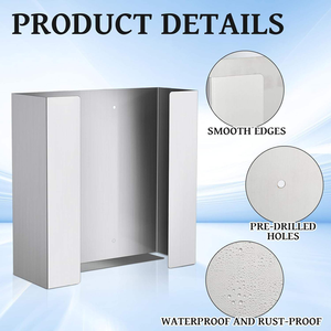 2 pz Pack porta portaoggetti a muro supporto espositore in acciaio inox porta porta guanti - Product Image 3