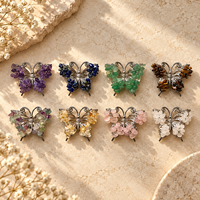 Ornement papillon en copeaux de cristal multi-matériaux, décoration papillon en pierres précieuses colorées pour la maison, le bureau et la présentation de cadeaux