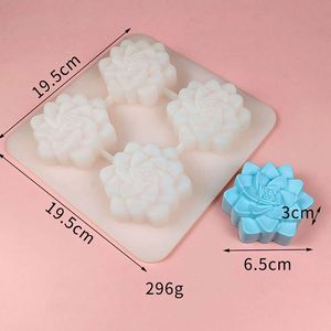 4 Cavities Flowers Silicone <b>Molds</b> DIY Chocolate Soap Fondant <b>Candle</b> <b>Mold</b> - Product Image 3