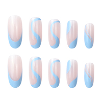 Lot de 24 faux ongles en ABS Laisense, design amande, style français simple, couvrance totale, à presser, longueur moyenne/longue, avec colle à ongles 3D