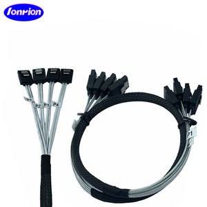 Ionrion 4Sata To 4Sata Silver <b>Cable</b> Braided Mesh <b>Computer</b> Hard Drive Data <b>Cable</b> SATA Interface Copper Wire - Product Image 5