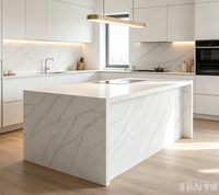 Dalle de quartz blanc Calacatta à fines veines grises pour plan de travail de cuisine, meuble-lavabo et panneau mural 3200x1600mm