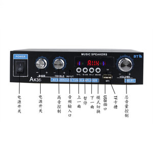 เครื่องขยายเสียงขนาดเล็ก Ak35 12V 2 แชนแนล บลูทูธ สเตอริโอ HiFi สำหรับรถยนต์ พร้อมช่องต่อ Tf และ Usb - Product Image 3
