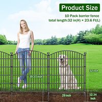 10-teiliger Dekorativer Gartenzaun ohne Graben, 81 cm H x 7,2 m L Rostfreier Metall-Hundezaun, Outdoor-Tierbarriere für den Garten