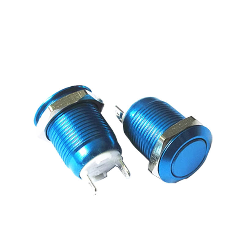 12mm Metal Oxidation Push Button Switch Welded Foot 2Pin Flat Head Waterproof Self-reset Push Button Switch