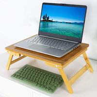 Bureau en bambou pour ordinateur portable avec support réglable pour ordinateur portable Support de moniteur d'ordinateur pour la maison Bureau Chambre Support pliable pour ordinateur portable