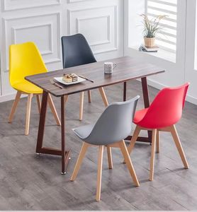 Sillas de Comedor Modernas Nórdicas con Asiento Acolchado y Patas de Madera, Muebles para el Hogar, Silla Tulipán de Plástico para Cafetería - Product Image 6