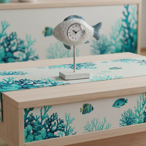 Réveil décoratif en résine motif poisson marin, idéal pour la décoration de maison de style côtier et comme cadeau de pendaison de crémaillère - Product Image 5