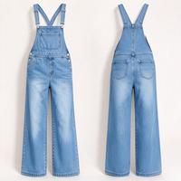 Salopette en jean bleu clair à jambes larges pour le week-end, tenue décontractée pour le brunch au café du matin