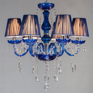 Lámpara de Techo de Cristal Azul con Base de Acero Inoxidable, Pantallas de Terciopelo, Bombilla LED E26, Altura Ajustable para Sala de Estar, 220V AC - Product Image 6