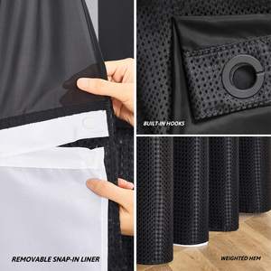 Aucun crochet nécessaire <span class=keywords><strong>rideau</strong></span> de <span class=keywords><strong>douche</strong></span> en tissage gaufré avec doublure en tissu encliquetable, <span class=keywords><strong>rideau</strong></span> de salle de bain bleu marine à texture <span class=keywords><strong>nid</strong></span> <span class=keywords><strong>d</strong></span>'<span class=keywords><strong>abeille</strong></span> imperméable - Product Image 3