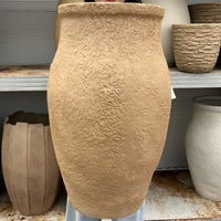 Offres de vente directe d'usine : Pots de fleurs en argile de magnésium texturée vintage haut de gamme, de grand diamètre et en forme de réservoir, pour le salon