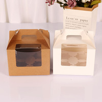 Boîte transparente avec fenêtre en carton blanc, forme carrée, pour 4 tartelettes, cupcakes, mousses et pâtisseries